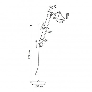 Specification image for Lampe Gras Nº215 Floor Lamp