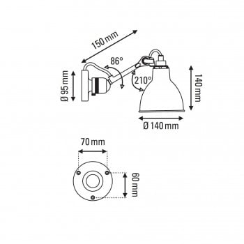 Specification image for DCW éditions Lampe Gras 304 Wall Light