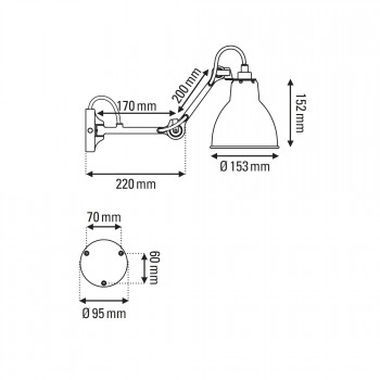 Specification image for DCW éditions Lampe Gras 204 Wall Light