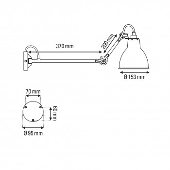 Specification image for DCW éditions Lampe Gras 204 L40 Wall Light