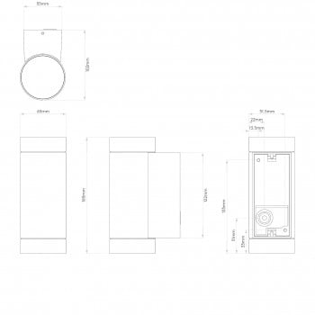 Specification image for Astro Dartmouth Twin Wall Light