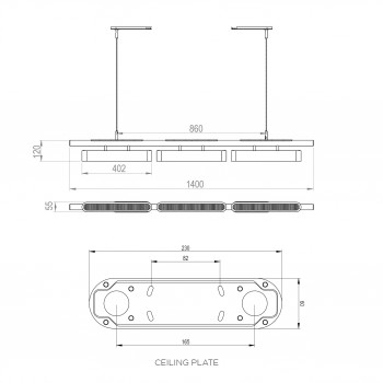 Specification image for Bert Frank Colt Triple LED Pendant