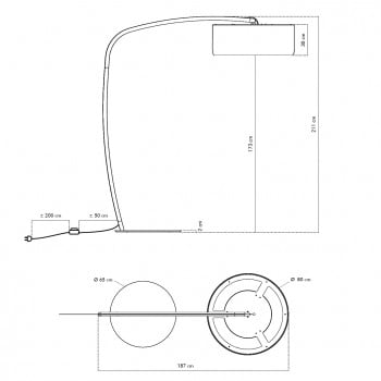 Specification image for BuzziSpace BuzziJet Standing LED Floor Lamp