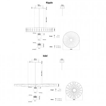 Specification image for BuzziSpace BuzziPleat LED Pendant