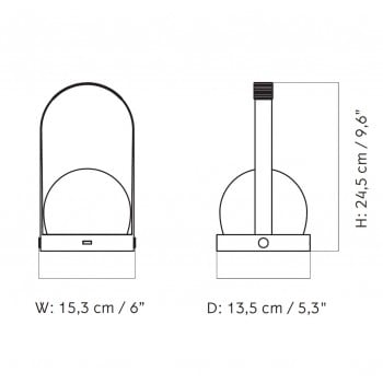 Specification image for Audo Copenhagen Carrie Leather LED Table Lamp