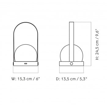 Specification image for Audo Copenhagen Carrie Portable Outdoor LED Table Lamp