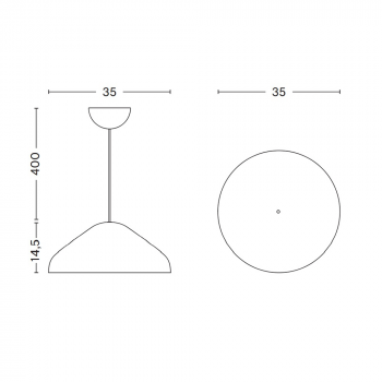 Specification image for HAY Pao Glass LED Pendant 