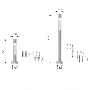 Specification image for Louis Poulsen Flindt Garden Bollard LED Light