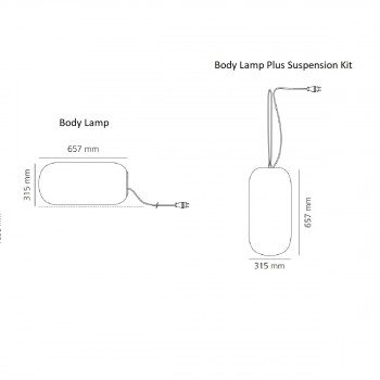 Artemide Gople Outdoor Lamp Body and Plus Suspension Kit Specification