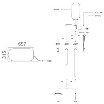 Specification Image for Artemide Gople Outdoor Lamp