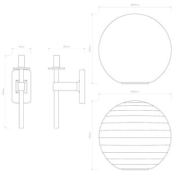Specification Image for Astro Tacoma Single Globe Wall Light
