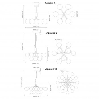 Specification image for Nuura Apiales Chandelier