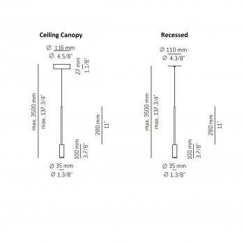 Specification image for Estiluz Volta LED Pendant