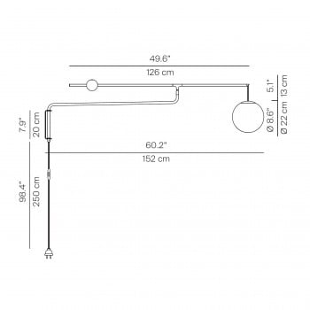 Specification image for Luceplan Malamata Wall Light