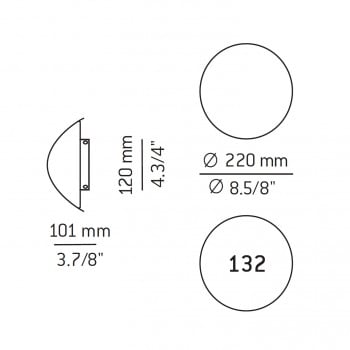 Specification image for Estiluz Lune LED Wall Light