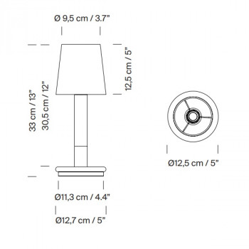 Santa & Cole Basica Minima Bateria Portable Table Lamp Specification 