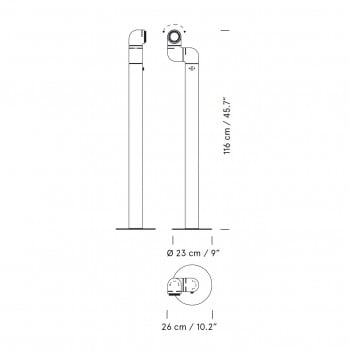 Specification image for Santa & Cole Tatu Pie LED Floor Lamp