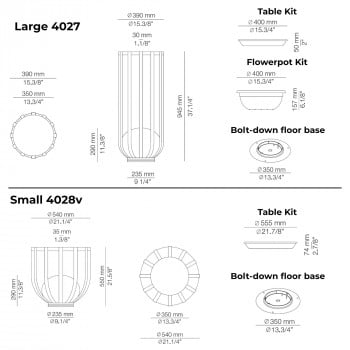 Specification image for Estiluz Bols LED Outdoor Floor Lamp