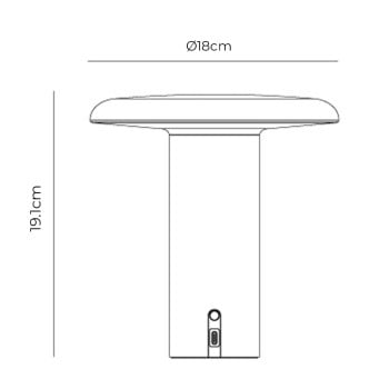 Specification Image for Artemide Takku LED Portable Table Lamp