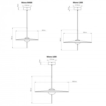 Specification image for DCW éditions Mono LED Pendant