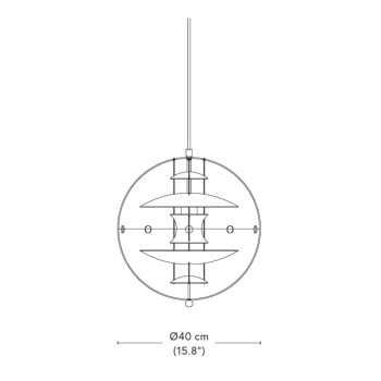 Specification Image for Verpan VP Globe Brushed Aluminium Pendant Light