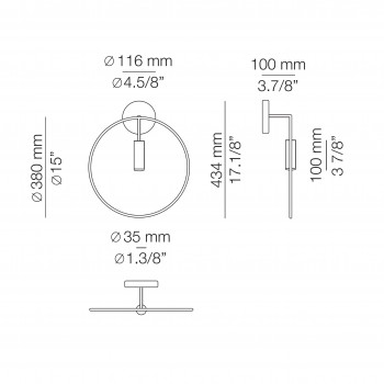 Specification image for Estiluz Revolta LED Wall Light