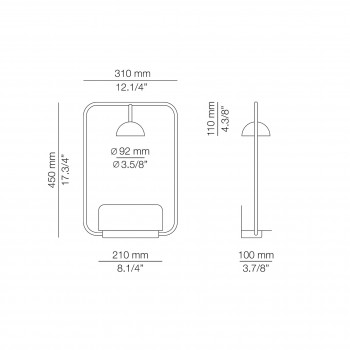 Specification image for Estiluz Cupolina LED Wall Light