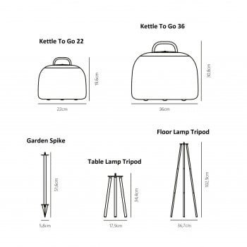 Specification image for Nordlux Kettle To Go LED Mutli-functional Lamp