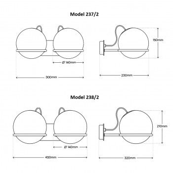 Specification image for Astep Model 237 & 238 Double Wall Light