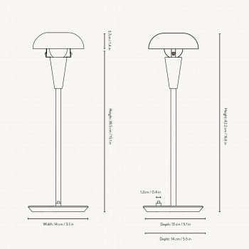 Specification image for ferm LIVING Tiny Table Lamp
