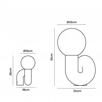 Specification image for Petite Friture Neotenic LED Table Lamp