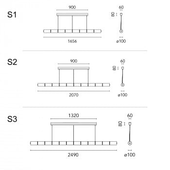 Specification image for Flos Luce Orizzontale LED Suspension