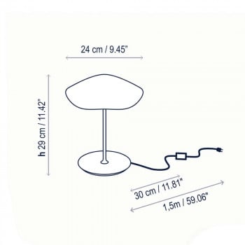 Specification Image for Bover Valentina M/29 LED Table Lamp