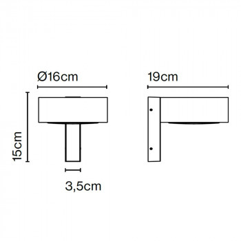 Specification Image for Marset Plaff-On! LED Outdoor Wall Light