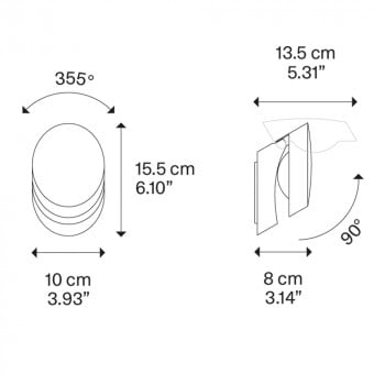 Specification Image for Lodes Pin-Up LED Wall Light