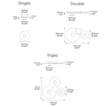 Specification Image for Lodes Bugia LED Ceiling/Wall Light