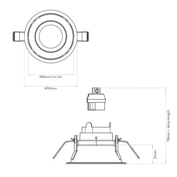 Specification Image for Astro Minima Slimline Fire Rated IP65 Recessed Light