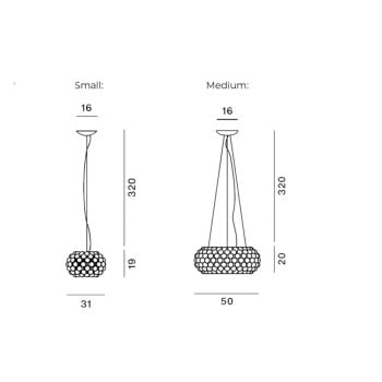 Specification image for Foscarini Caboche Plus LED Pendant