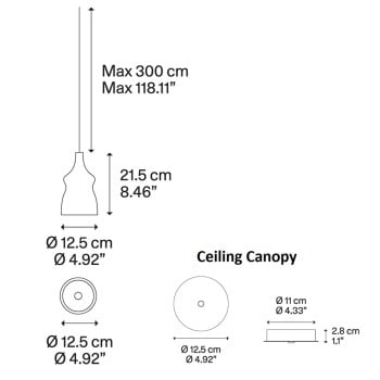 Specification image for Lodes Nostalgia LED Pendant 