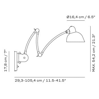 FRITZ HANSEN KAISER Idell Wall Lamp Dimensions Spec Image