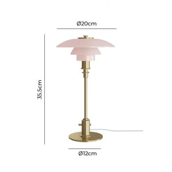 Specification Image for Louis Poulsen PH 2/1 Pale Rose Brass Table Lamp