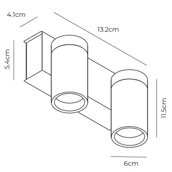 Specification Image for Davide Groppi Dot 51 DE Surface Double Spot Light