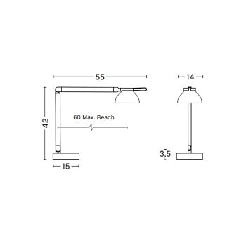 Specifiation Image for HAY PC LED Desk Lamp