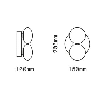 Specification image for SkLO Dot 2x Wall/ Ceiling Light