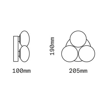 Specification image for SkLO Dot 3x Wall/ Ceiling Light