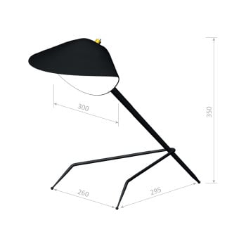 Specification Image for Serge Mouille Formes Noires Tripod Desk Lamp