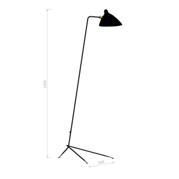 Specification Image for Serge Mouille Formes Noires Standing 1 Arm Floor Lamp