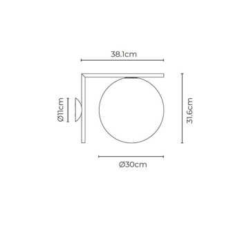 Specification image for Flos IC Outdoor Wall/Ceiling Light C/W2