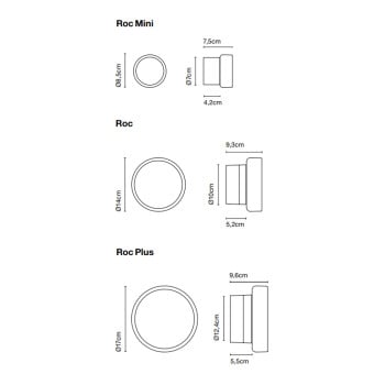 Specification Image for Marset Roc LED Ceiling  Wall Light