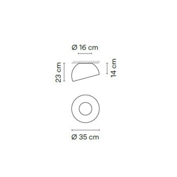 Specification Image for Vibia Duo Ceiling Dome Angled LED Light